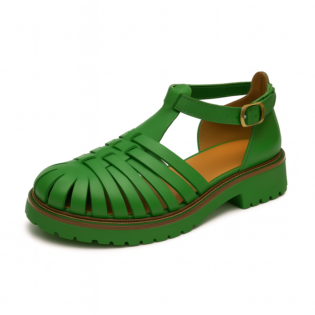Sandale en cuir tressé pour femme, modèle Artisanale par Azilini, protection et confort optimal