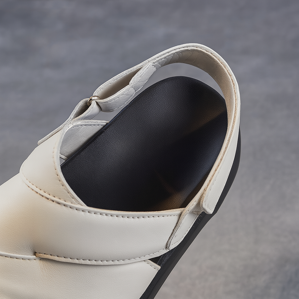 Sandale plateforme en cuir pour femme, modèle Moderne par Azilini, hauteur et style urbain