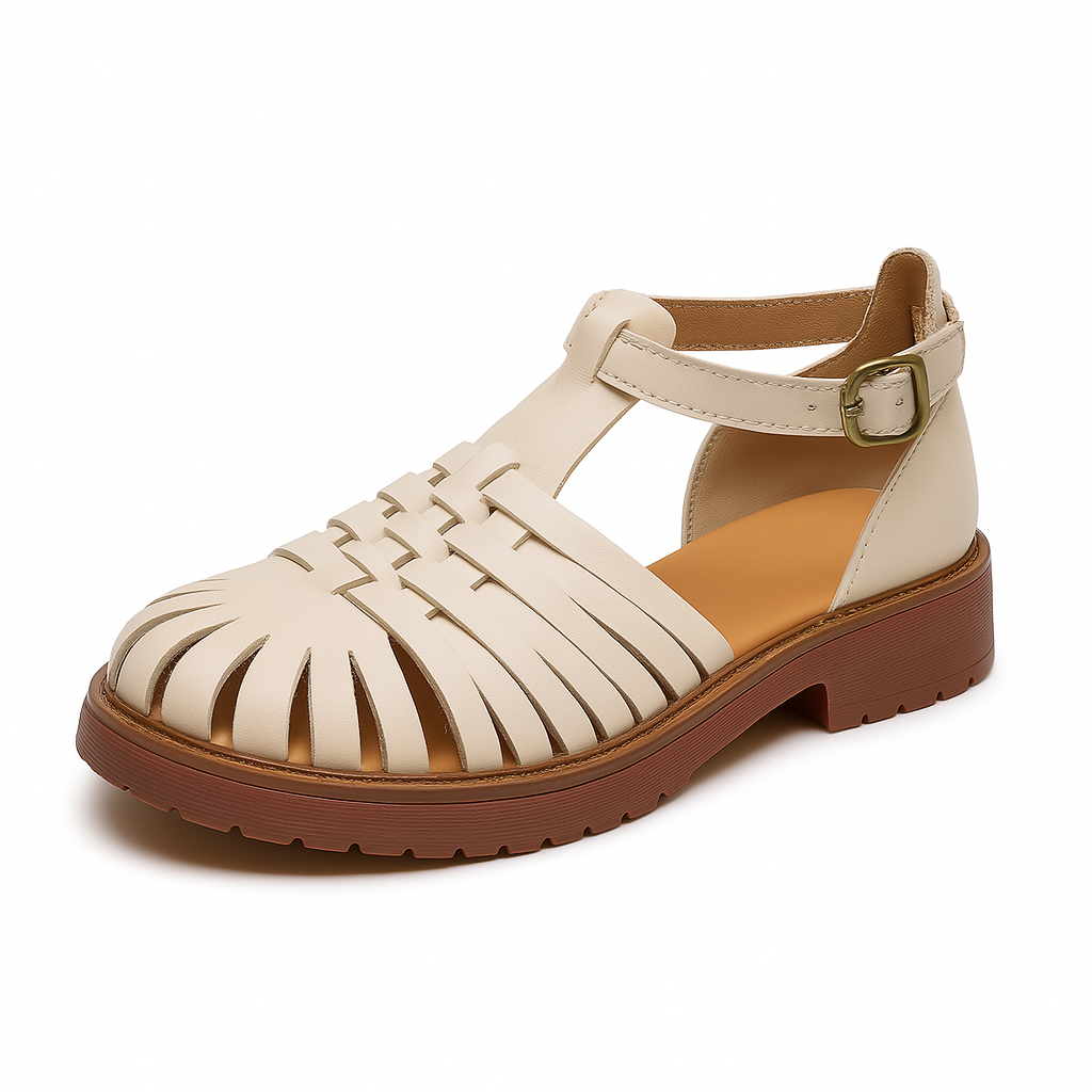 Sandale en cuir tressé pour femme, modèle Artisanale par Azilini, protection et confort optimal