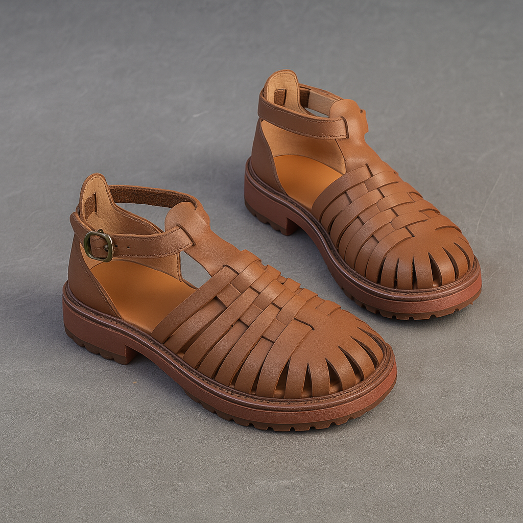 Sandale en cuir tressé pour femme, modèle Artisanale par Azilini, protection et confort optimal