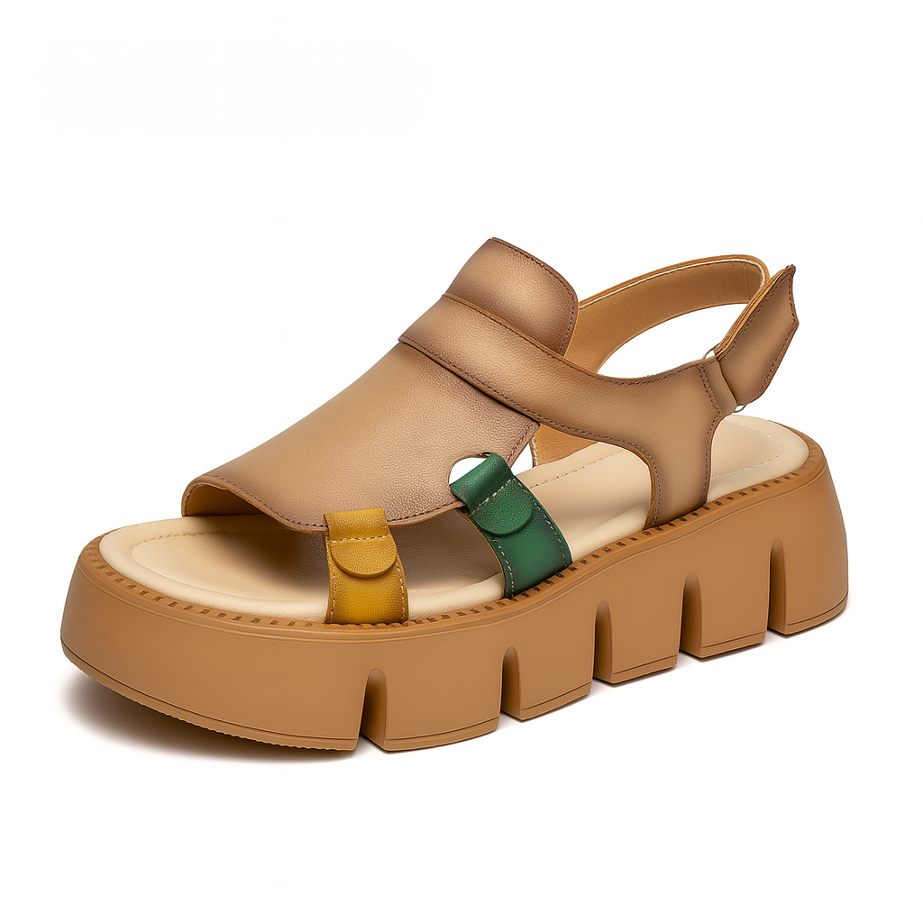 Sandale en cuir pleine fleur pour femme, modèle Exploratrice par Azilini, confort et durabilité