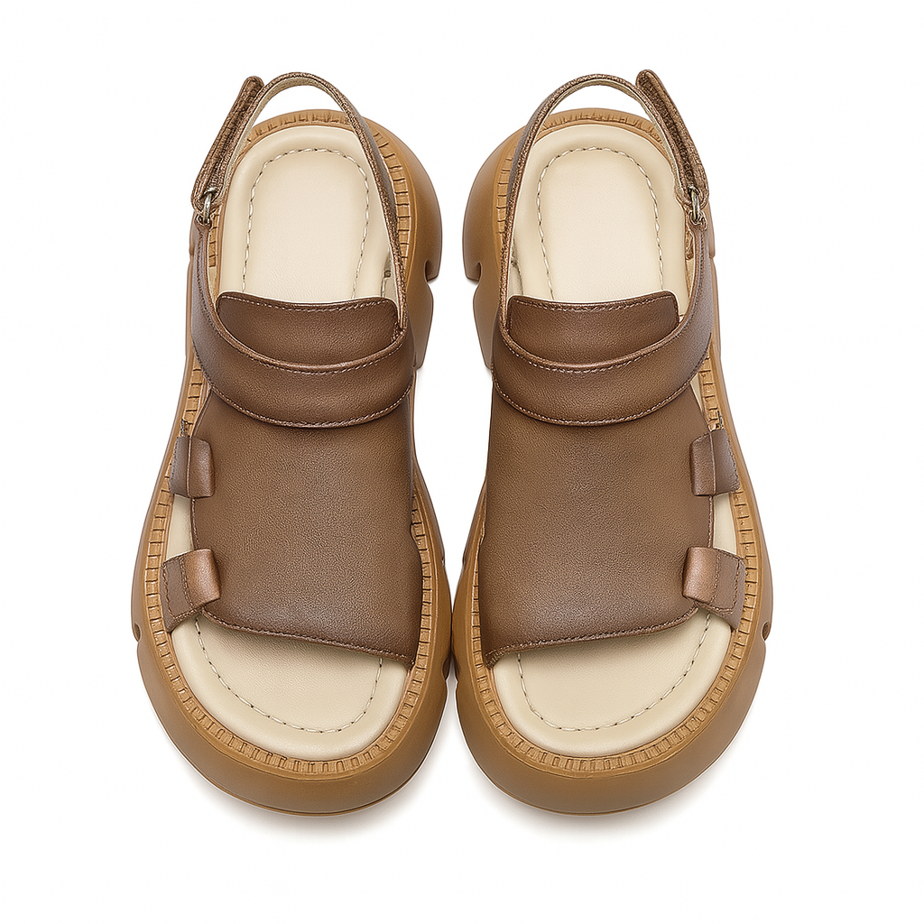 Sandale en cuir pleine fleur pour femme, modèle Exploratrice par Azilini, confort et durabilité