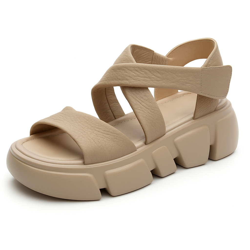 Sandale gladiateur en cuir pour femme, modèle Présence par Azilini, look affirmé et enfilage facile