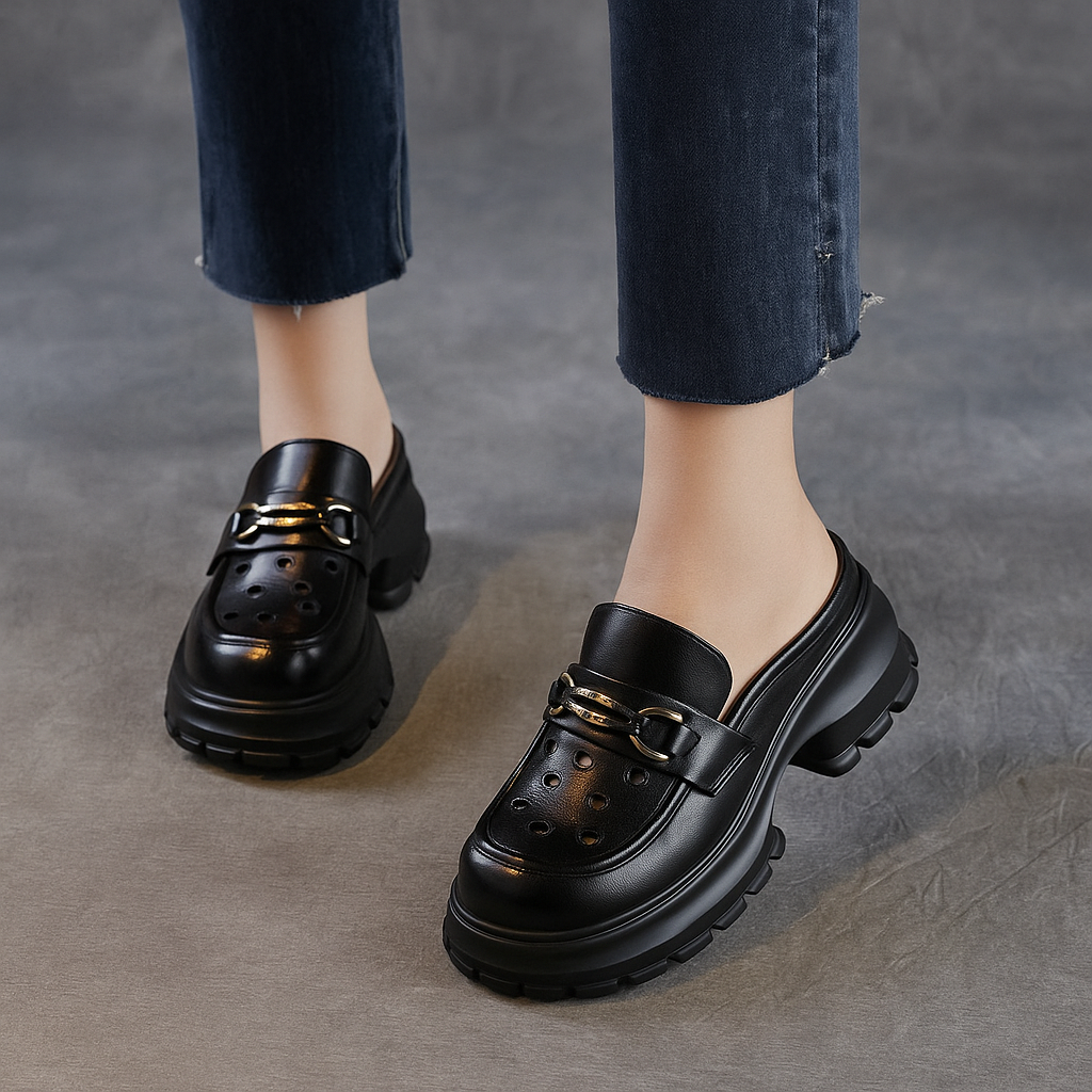 Sandale fermée en cuir pour femme, modèle Iconique par Azilini, style moderne et légèreté