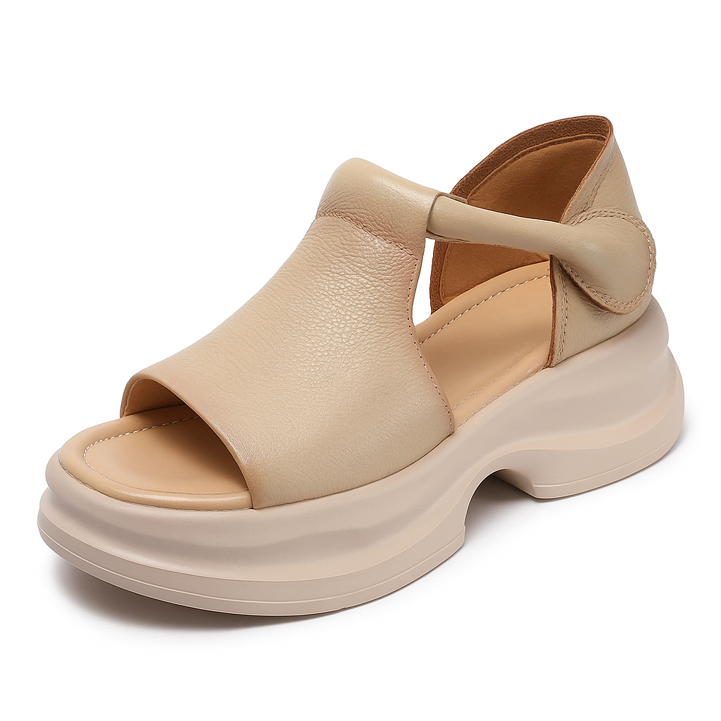 Sandale plateforme asymétrique pour femme, modèle Fluide par Azilini, ajustement parfait