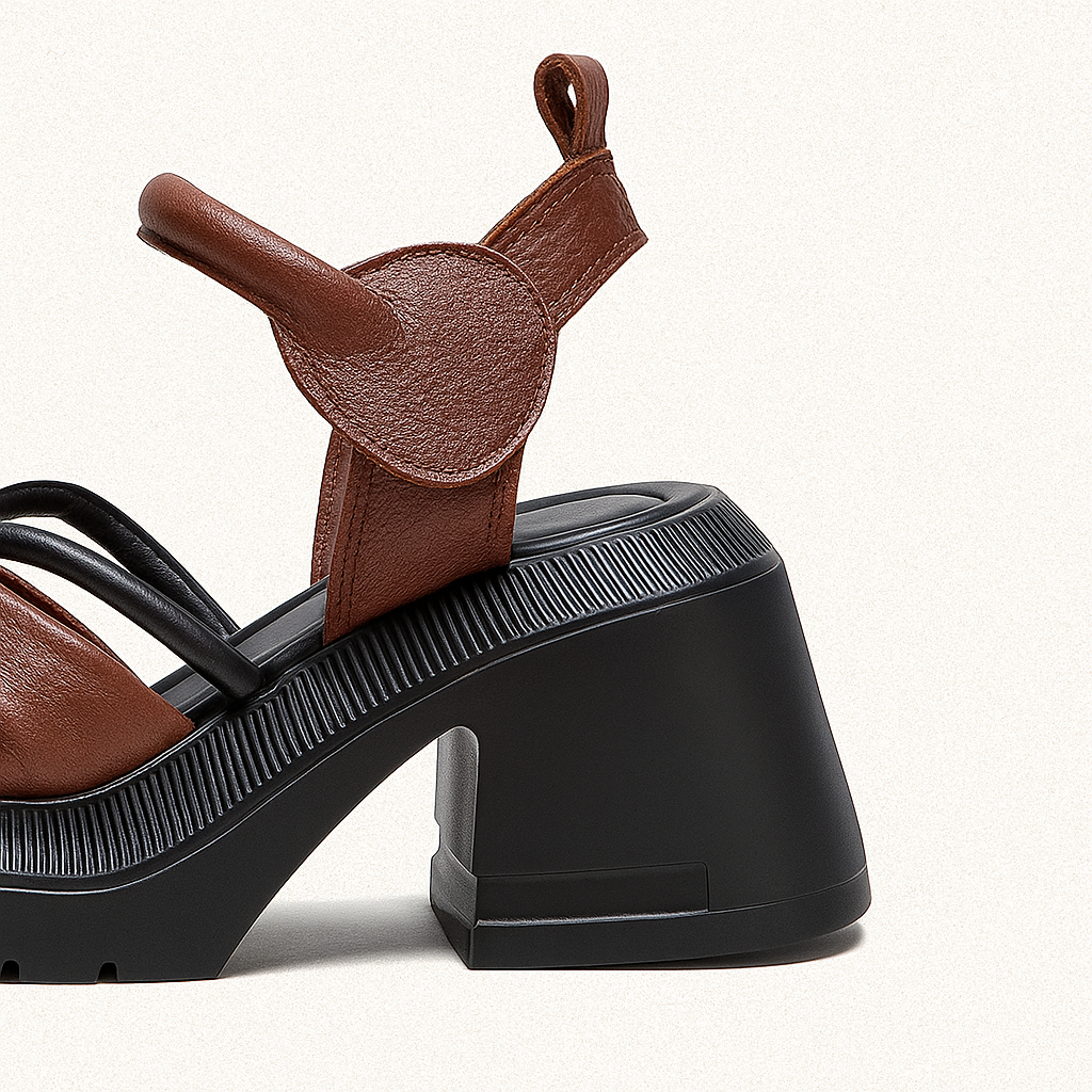 Sandale à talon en cuir avec nœud pour femme, modèle Éloquente par Azilini, look remarqué