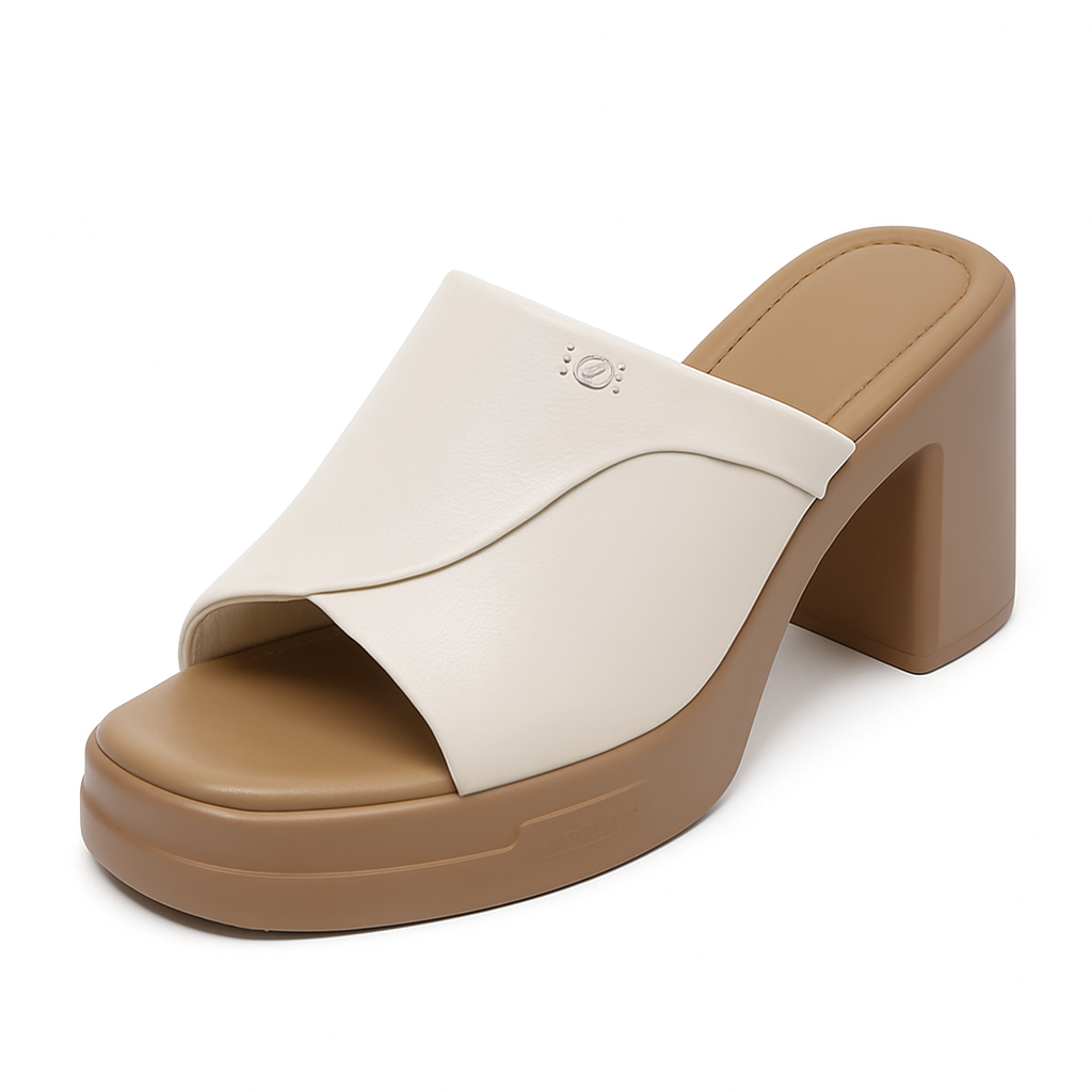 Mule à talon en cuir pour femme, modèle Nostalgie par Azilini, allure 90's et confort exceptionnel