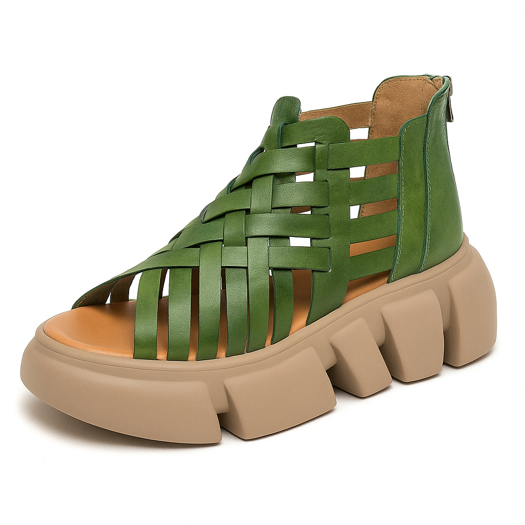 Sandale gladiateur plateforme pour femme, modèle Audacieuse par Azilini, maintien et légèreté