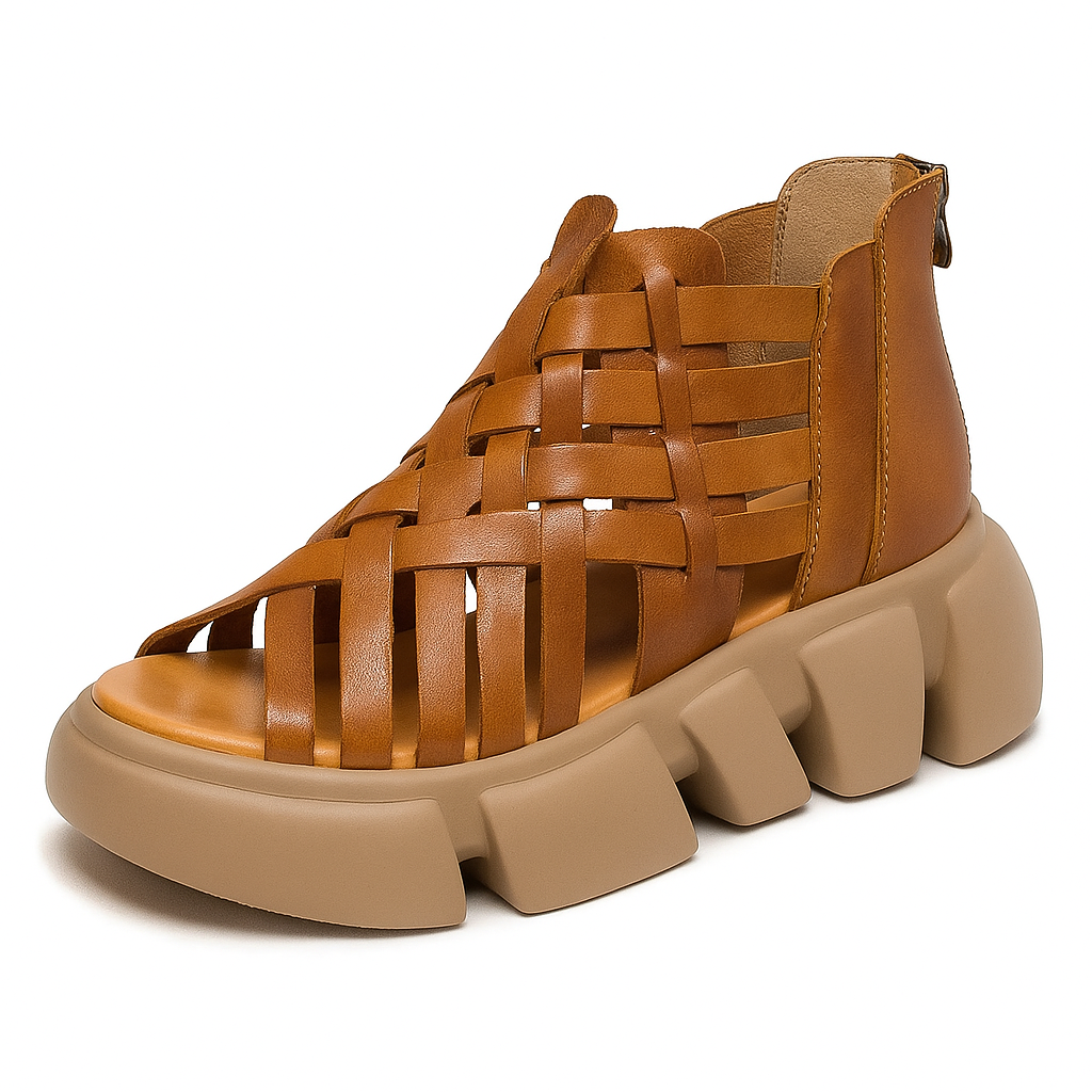 Sandale gladiateur plateforme pour femme, modèle Audacieuse par Azilini, maintien et légèreté