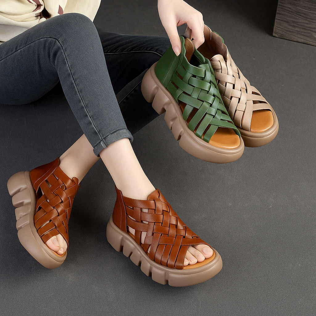 Sandale gladiateur plateforme pour femme, modèle Audacieuse par Azilini, maintien et légèreté
