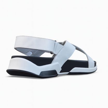 Sandale sport en cuir à brides croisées pour femme, modèle Dynamique par Azilini, maintien et stabilité