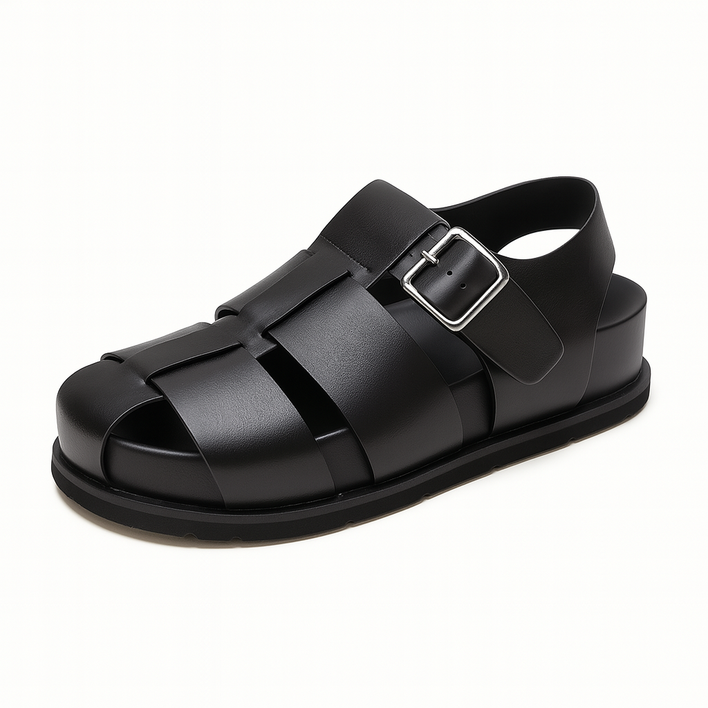 Sandale en cuir pour femme, modèle Architecturale par Azilini, adhérence et équilibre esthétique