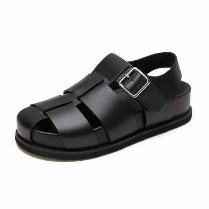 Sandale en cuir pour femme, modèle Architecturale par Azilini, adhérence et équilibre esthétique