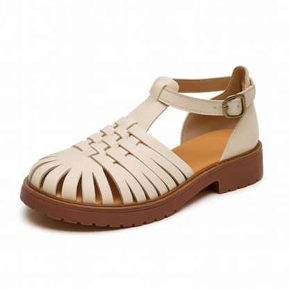 Sandale en cuir tressé pour femme, modèle Artisanale par Azilini, protection et confort optimal