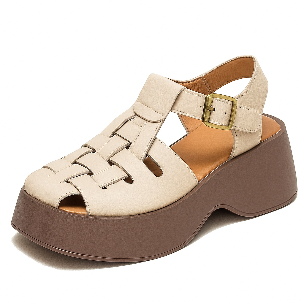 Sandale fisherman plateforme pour femme, modèle La Seventies par Azilini, nostalgie 70's