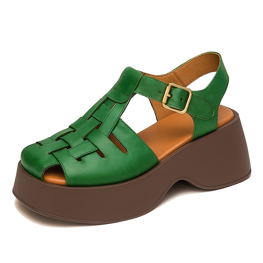 Sandale fisherman plateforme pour femme, modèle La Seventies par Azilini, nostalgie 70's