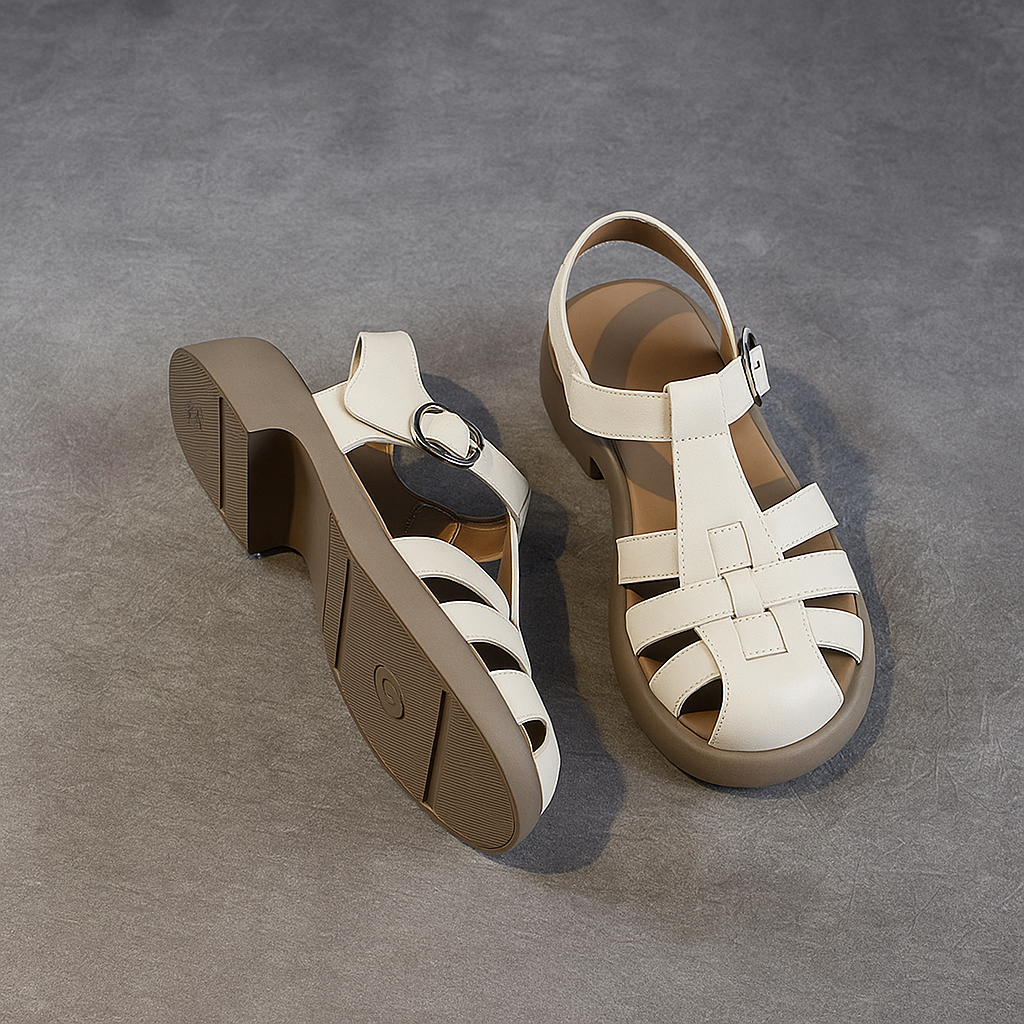 Sandale fisherman en cuir pour femme, modèle Rétro par Azilini, design nostalgique et confort